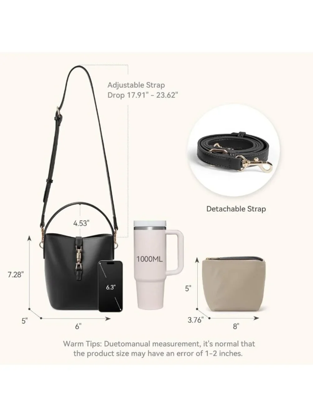 Trendy Small Vegan Leather Bucket Bag for Women | Stylish Crossbody Shoulder